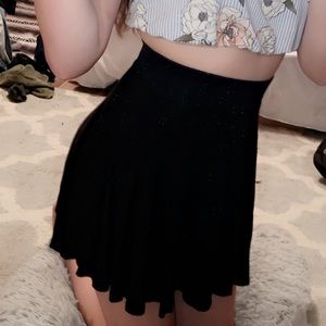 Black high waisted skater skirt